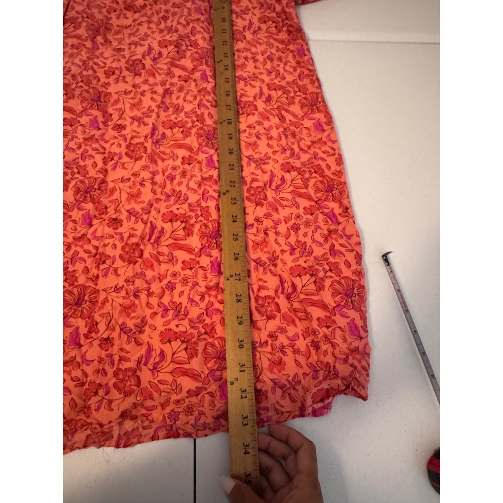 Vineyard Vines Pink Orange Floral Silk Blend Ruffle Shift Dress Medium AA - Picture 7 of 7